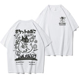 Men Women Cartoon T-Shirts 2024 Summer Harajuku Kawaii Cat Printed Short Sleeve Tees Couple Streetwear Loose Clothes Y2K Tops