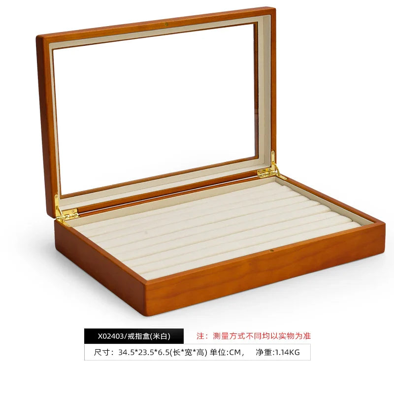 Oirlv Retro Wooden Jewelry Box Ring Necklace Bracelet Display Case Jewelry Case Transparent Jewelry Organizer Case For Women