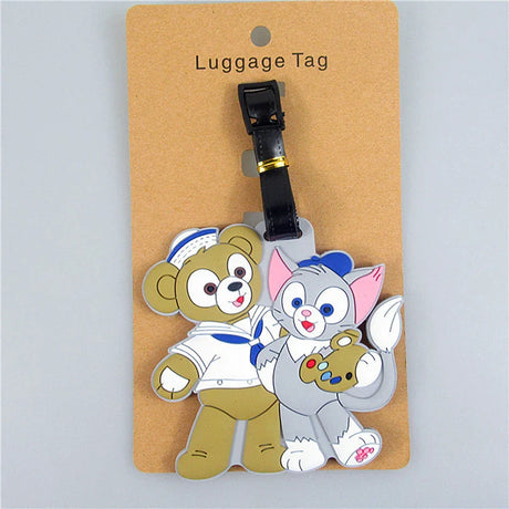 Duffy and Stellalou Silicone Luggage Baggage Tags Cute Animal Name Address ID Suitcase Labels Disney Travel Accessories Gifts