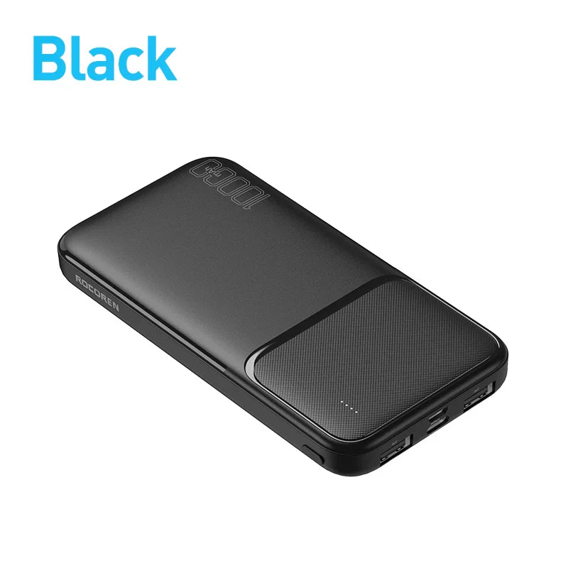 Rocoren Power Bank 10000mAh Portable Charger External Battery PoverBank 10000 Fast Charging Powerbank For iPhone Xiaomi mi POCO