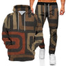 Men's Tracksuits Fashionable Hoodie Sports Suit 3D Geometric Graphic Printed Casual Loose Long Sleeve Pants Set 2 Pieces