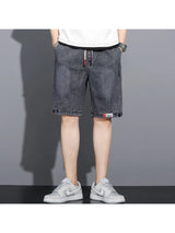 New Summer Men Denim Shorts Drawstring Loose y2k Fashion Pocket Streetwear Hip Hop Male Jeans Short Sweatpants S-5XL