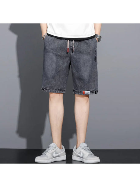 New Summer Men Denim Shorts Drawstring Loose y2k Fashion Pocket Streetwear Hip Hop Male Jeans Short Sweatpants S-5XL