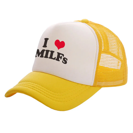 I Love MILFS Trucker Caps Men Funny Humor Hat Baseball Cap Cool Summer Unisex Mesh Net Caps MZ-476