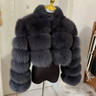 New Ladies Natural Fox Fur Cropped Plus Stand Collar Fur Jacket Women Winter Fashion Warm Fur Jacket 100% Genuine Fox Fur