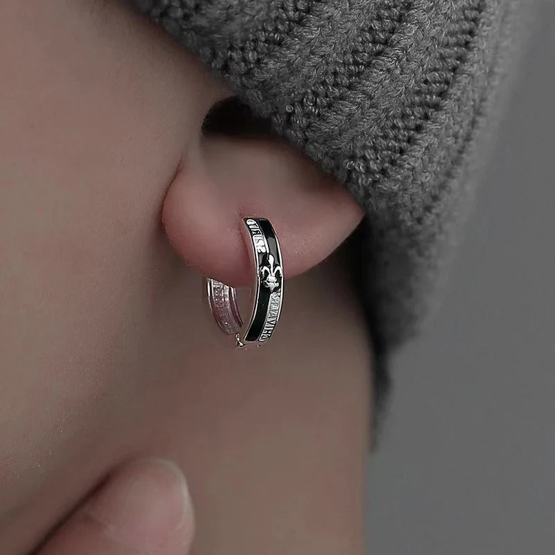 For Men, S925 Silver Needle Earrings For Men And Women, Punk Style Men's Earrings, Fashionable And Trendy Gifts