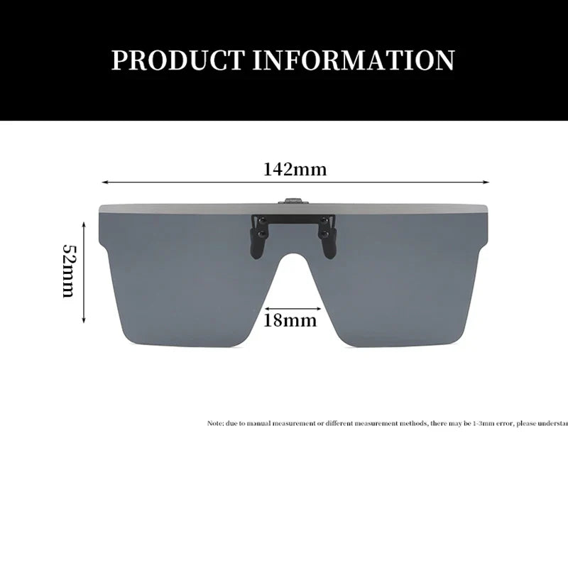 YAMEIZE Clip On Sunglasses Women Men Polarized Flat Top Sun Glasses Mirror Fashion Brand Designer Eyeglasses Shades Uv400 Oculos