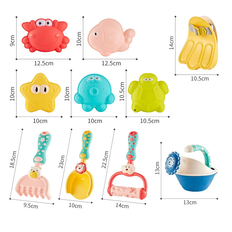 Kids Beach Toys Summer Water Play Sand Bucket Shovel Silicone Sandbox Cube Accessories Bag Outdoor Sea Game For Children Gifts