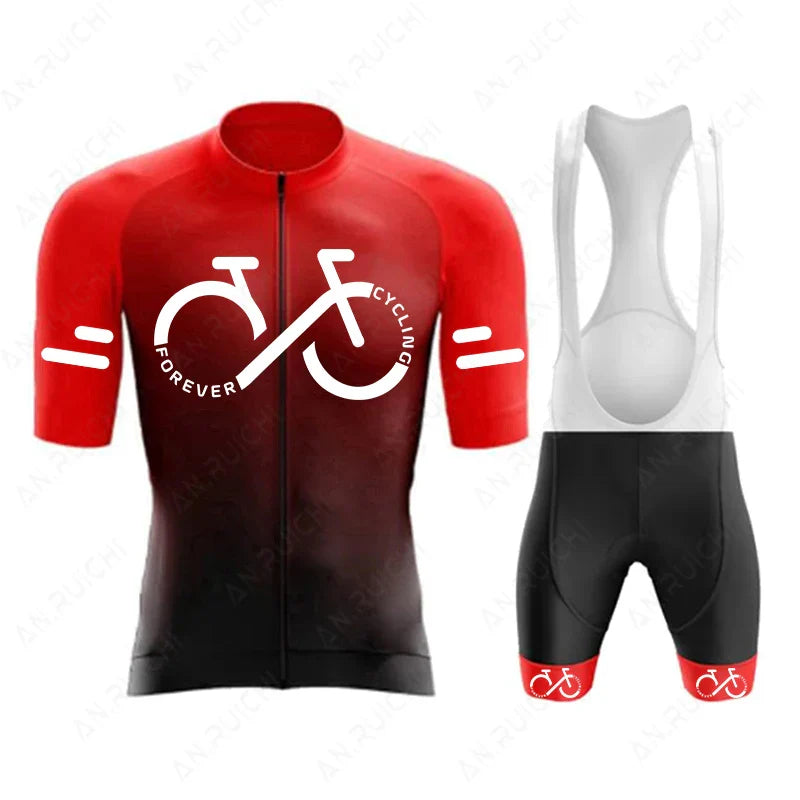 Cycling Jersey Set 2023 Summer Ropa Ciclismo Men's Bicycle Cycling Clothing Gradient Color Mountain Bike Jersey Sportswear Suit