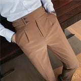 2023 New Men's Suit Pants Slim Fit Business Office High Waist Classic Korean Casual Trouser Top Quality Pants Male Brand B82