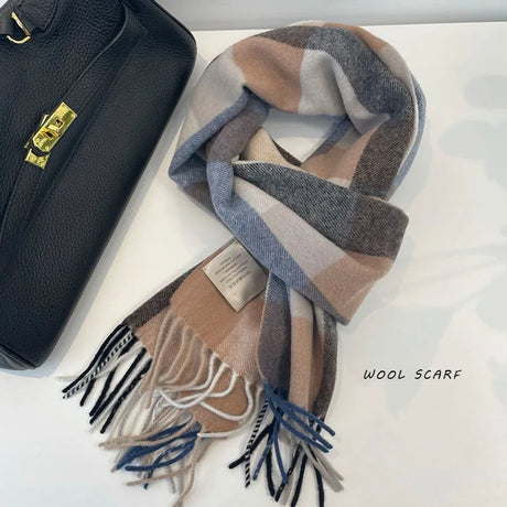 British Classic High Quality Australian Wool 100% Plaid Scarf Men Women Autumn Winter Warm Striped Shawl Wrap Cashmere Blankets