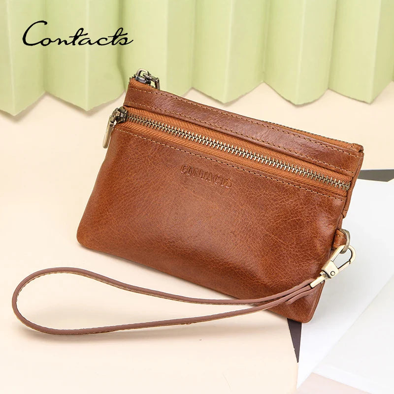 CONTACT'S Clutch Wallets for Women Genuine Leather Key Chains Card Holders Casual Women's Purses Female Bags Handbags Coin Purse