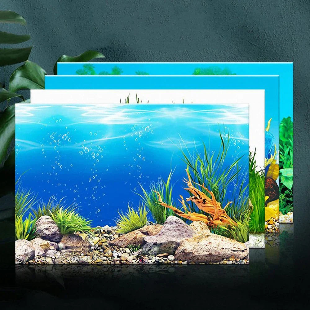 Double-sided Aquarium Landscape Sticker Poster Fish Tank 3D Ocean Sea Plants Background Sticker Decoration Aquarium Accessories