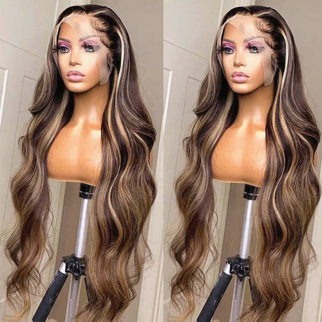 13x4 13x6 Hd Highlight Wigs Human Hair Body Wave Frontal Wig Brazilian Glueless Honey Blonde Lace Front Wig For Women 30 36 Inch