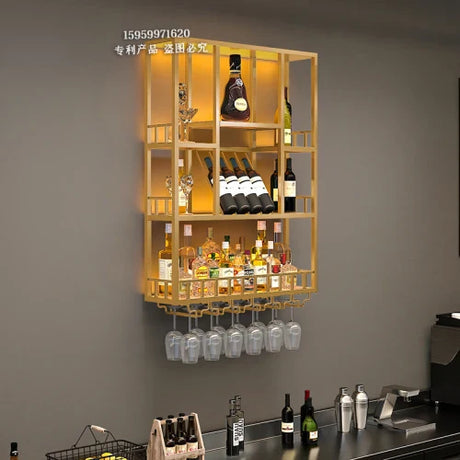 Club Hanging Wine Cabinet Shelf Whisky Liquor Display Metalic Bar Cabinet Industrial Modern Armario Para Vinos Home Furniture