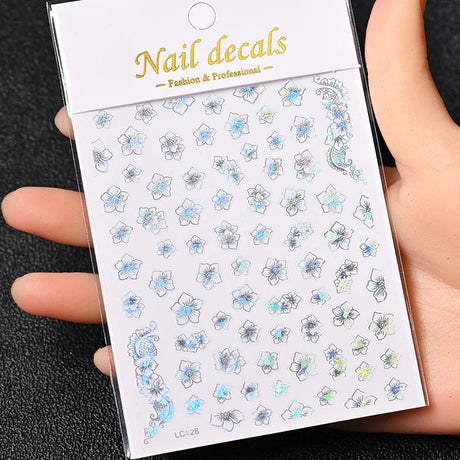 3D Gold Sun/Moon/Star Bronzing Nail Art Sticker 8*10cm Laser Star Moon Design Nail Decal Gold Silver Self-Adhesive Slider &*&