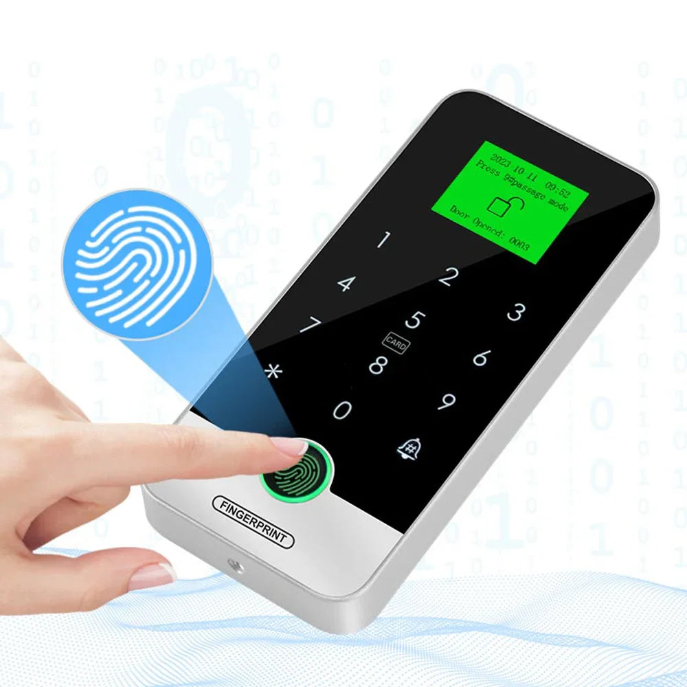 Bluetooth Tuya APP Smart Fingerprint RFID Access Control Keypad Touch IP65 Waterproof 13.56MHz Door Opener Keyless Lock System