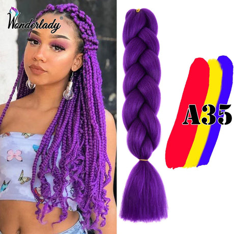 WonderLady 255 Color Long Colored Braiding Hair Jumbo Braids DIY Hairstyle Ombre Synthetic Hair Extensions For Women Braiding