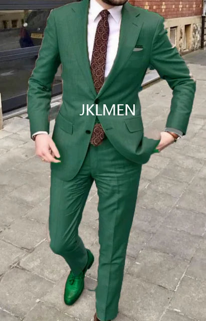 2023 Men's Suit   Handsome Casual 2 Piece Suit For Men Wedding Tuxedos Notched Lapel Groomsmen  Business  Prom Blazer