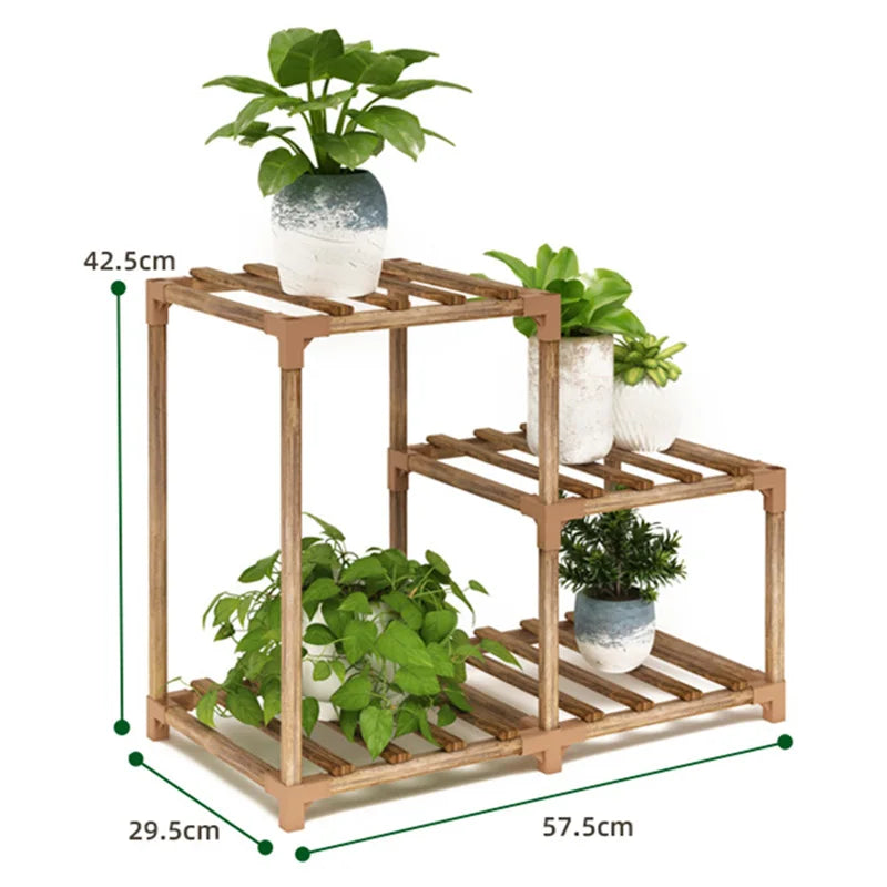 4/5-Shelves Plant Flower Stand Indoor Outdoor Wooden Plants Shelf Home Garden Pots Flower Rack Planter Display Shelf Plant Stand