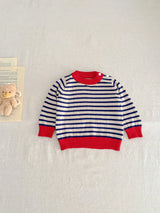 Spring And Autumn Newborn Infant Baby Boys And Girls Knit Top Shirt Stripe Round Dot Sweater Kids Fashion Baby Clothing