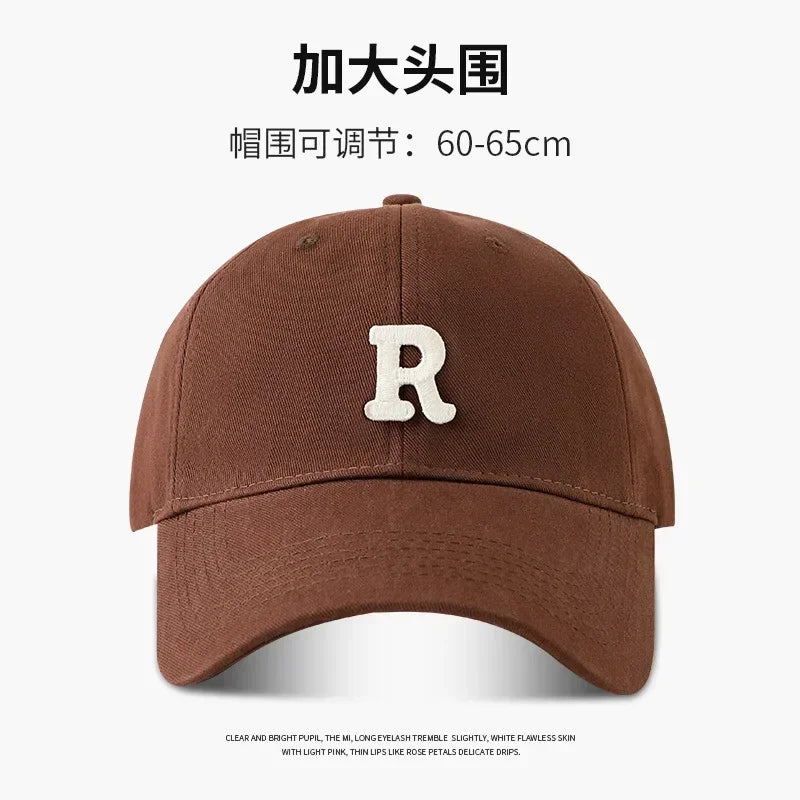 60-65cm 63-70cm Big Head Baseball Cap Men Women Soft Top Cotton Large Size Hat R Letter 2023 Fashion