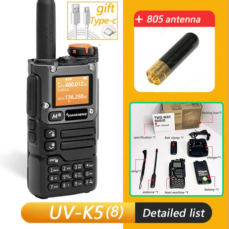 Quansheng UV K5 (8) Walkie Talkie Portable Am Fm Two Way Radio Commutator Station Amateur Ham Wireless Set Long Range Receiver