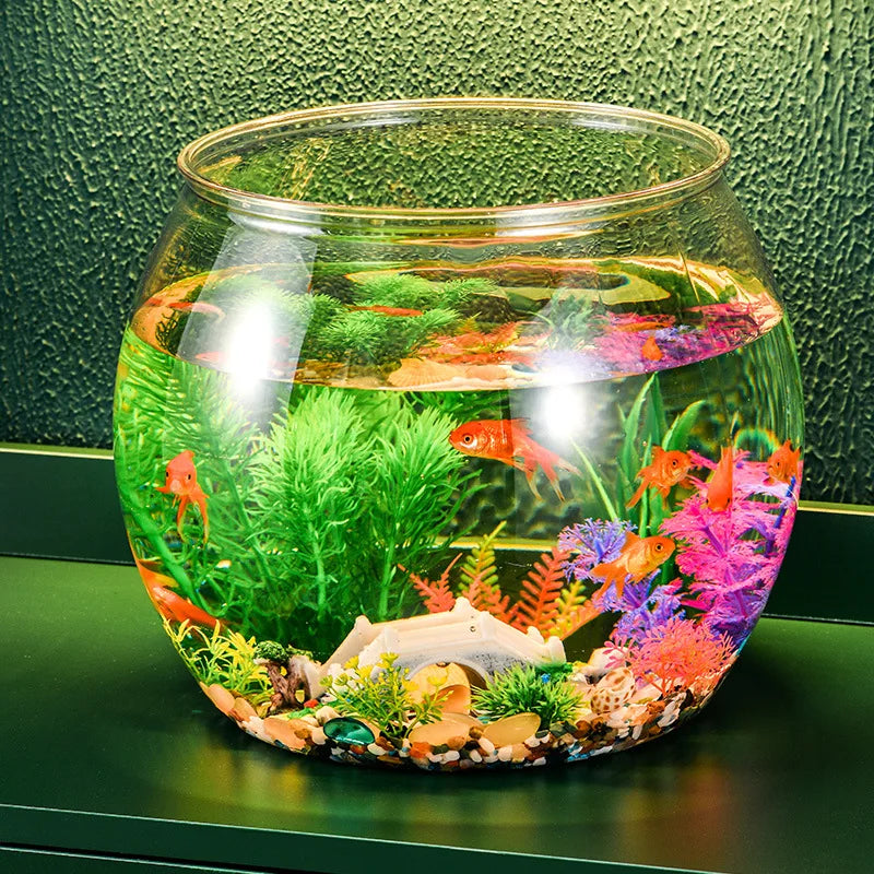 Plastic Transparent Fish Tank Aquariums Goldfish Bowl Round Impact Broken-resistant Office Table Hall Viewing Turtle Fish Tank