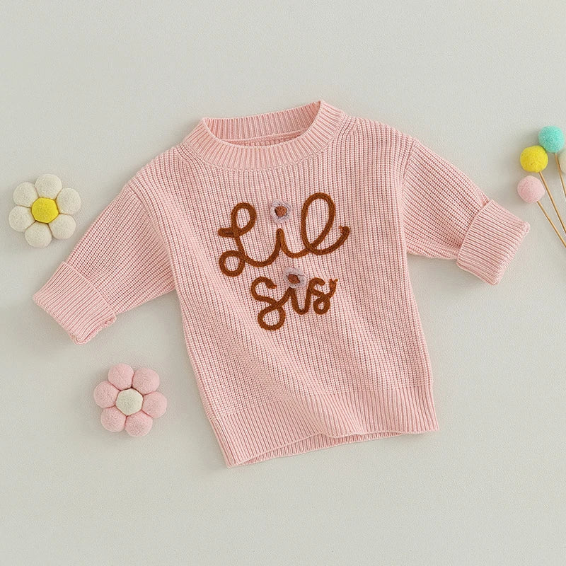 2023-07-04 Lioraitiin 0-5T Toddler Baby Girl Boy Chunky Knit Sweater Top Big Sister Brother Little Sister Matching Outfits