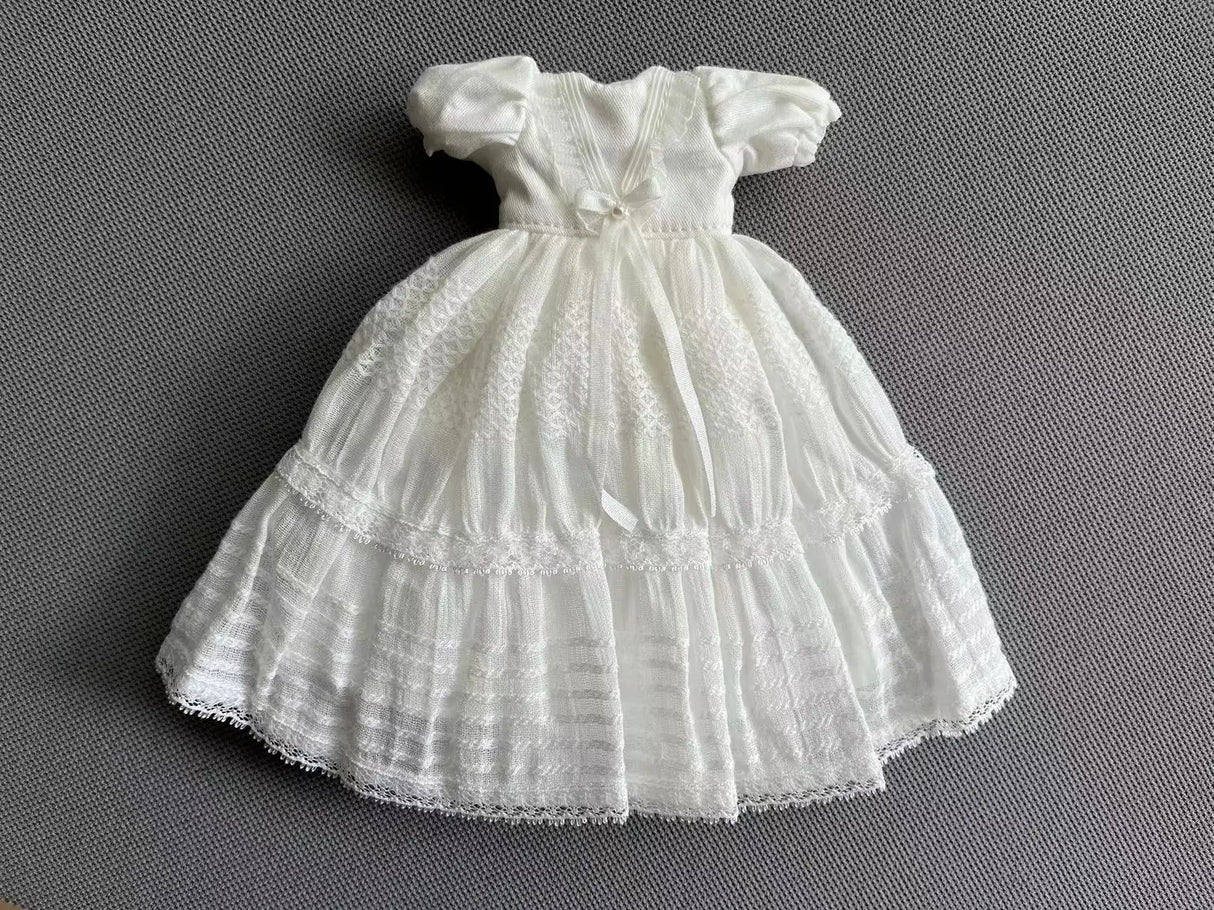 （Special Sale）Dula Doll Clothes Dress White Summer short sleeves double skirt Blythe ob24 Bjd Doll