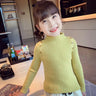 Girls sweater turtleneck pure color knitted sweater autumn children's clothing pure color pullover children's top 2t 3t 4t 8 12