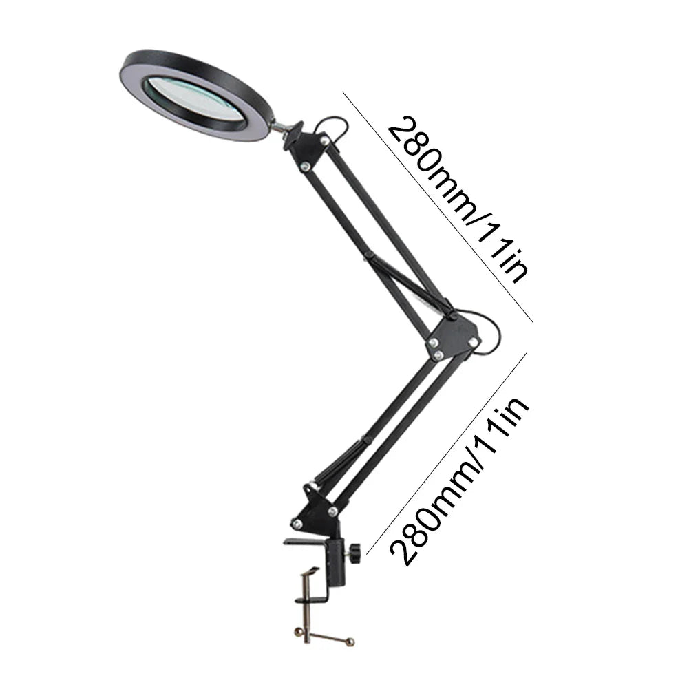 HD30 10X LED Magnifying Magnifier Illuminated Magnifier Lamp 3 Color LED Magnifying Glass for Welding/Table Lamp/Skincare Beauty