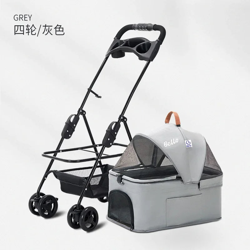 Detachable Pet Trolley 4 Wheel Universal Dog Stroller for Small Dog Cat Carrier Load Bearing 20kg