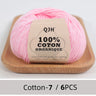 QJH 100% Cotton Yarn, Cotton Baby Sport Weight Yarn, Amigurumi Yarn, Summer Soft Yarn, Crochet/Knitting Yarn - 6 Pcs