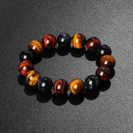 Original Lightning 6-16mm colorful Tiger Eyes Beads Bracelet Men Charm Natural Stone Braslet For Man Handmade Jewelry Pulseras