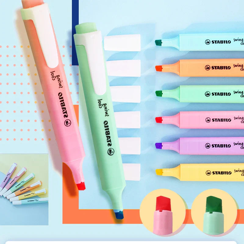 Stabilo Swing Cool Highlighters Pens Mark 1-4mm Pastel Colours for Graffiti Writing Drawing Office and Student Supplies