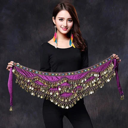 Oriental/Indian Belly Dance Coin Belt BellyDance Hip Scarf Golden Coins Belly Dance Costume Accessories Dancing Coin Belt