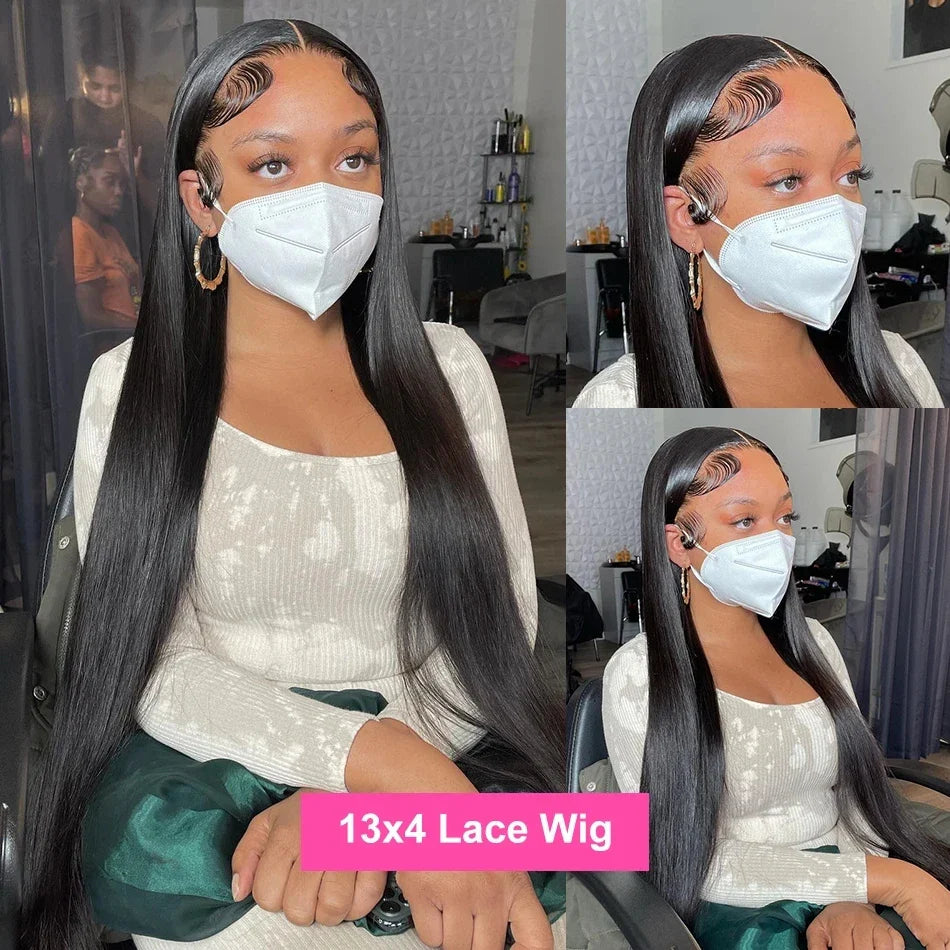 Brazilian Bone Straight 13x4 Transparent Lace Front Wigs 5x5 Glueless Wig Human Hair Ready To Wear For Black Women Bling Hair