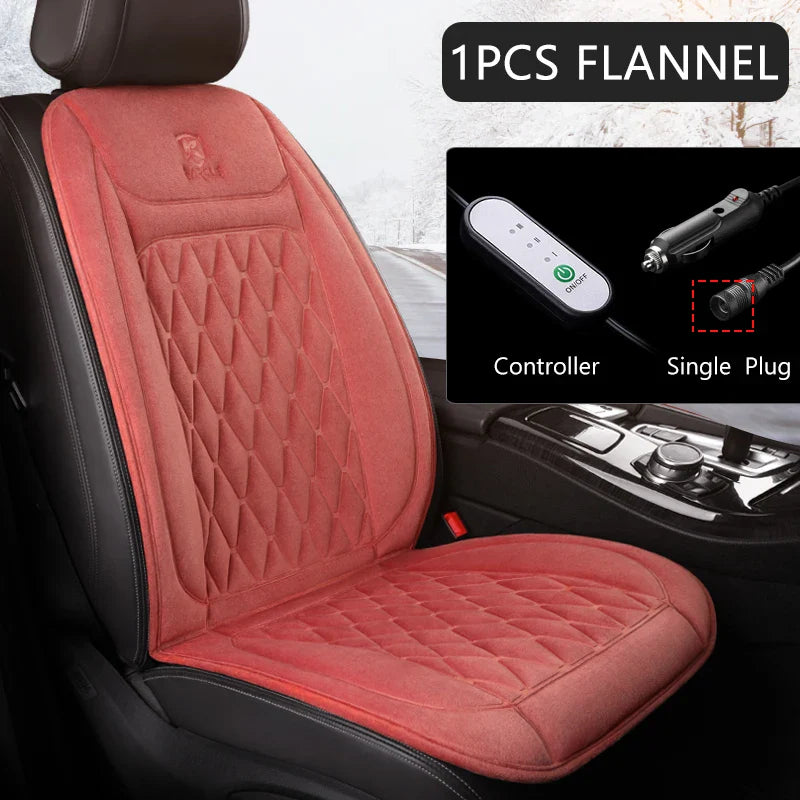 12V Heated Car Seat Cushion Cloth/Flannel Car Seat Heater Winter Warmer Seat Heating Car Accessories Heating Pads Set Universal