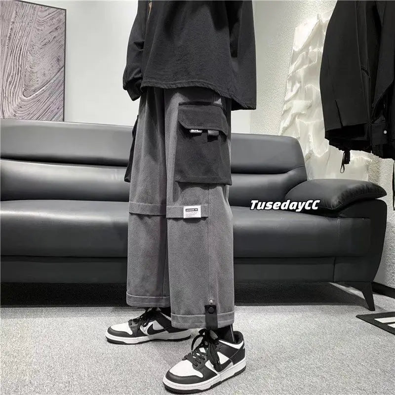 Wide Leg Cargo Pants Streetwear Baggy Cool Pants Men Sweatpants Male Korean Fashion Function Straight Trousers Basketball 2023