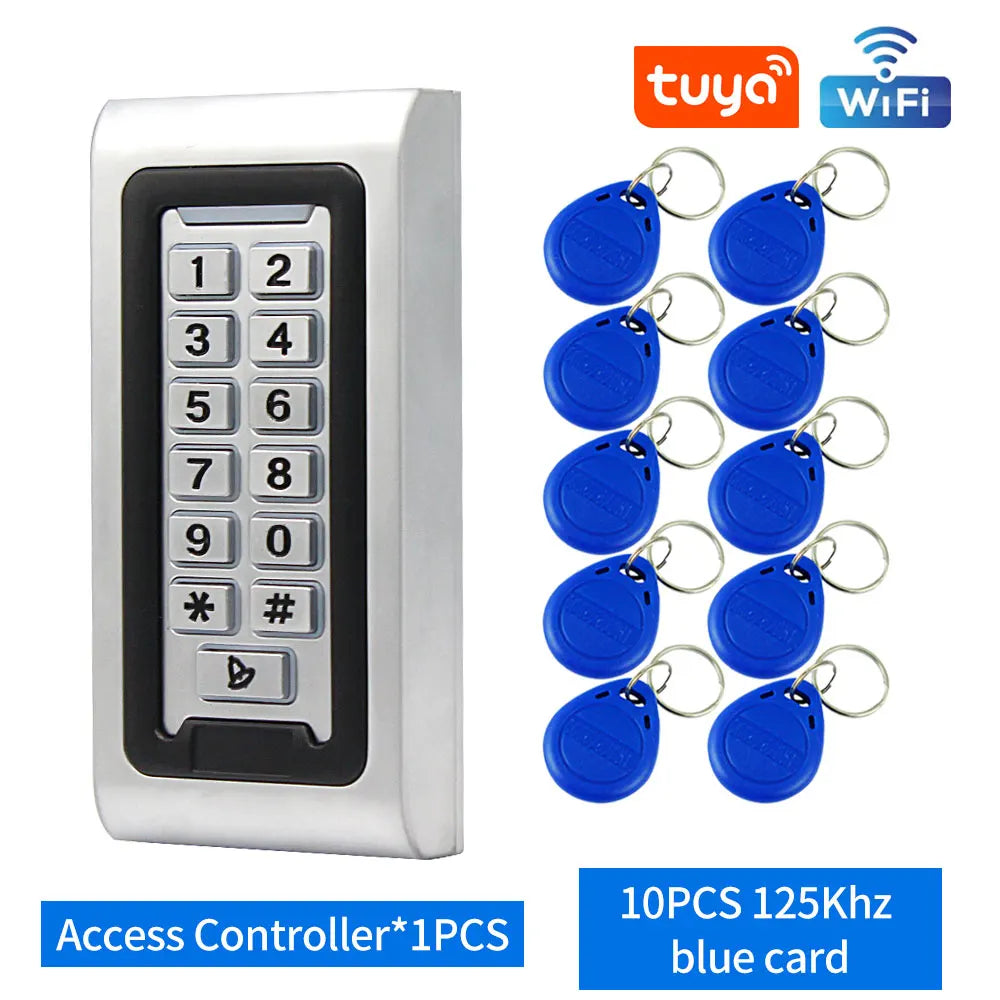 Smart Home Aluminum IP68 Waterproof Standalone RFID Access Control Keypad with Wifi Tuya APP metal Key Access controler 2000User