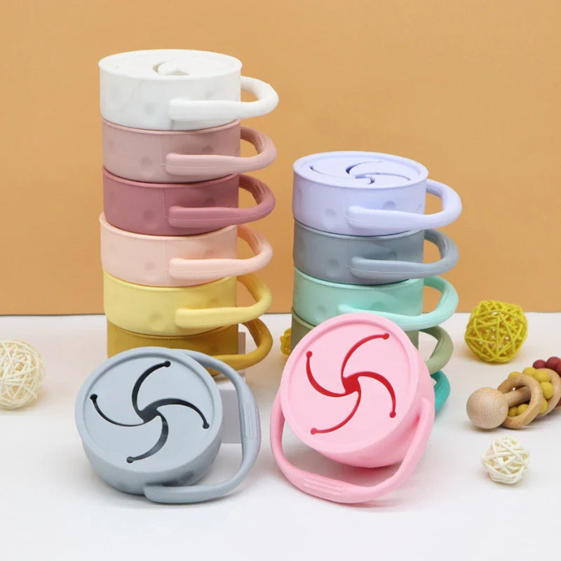 12 Color Baby Kids Silicone Snack Cup Food Storage Box Solid Color Baby Snack Cup Portable Children Snacks Container With Lid