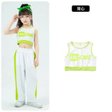 Girls Hip Hop Crop Jacket Solid Cargo Pants Clothes Set Kids Jazz T-shirt Street Dance Contrast Joggers Child Streetwear Outfits