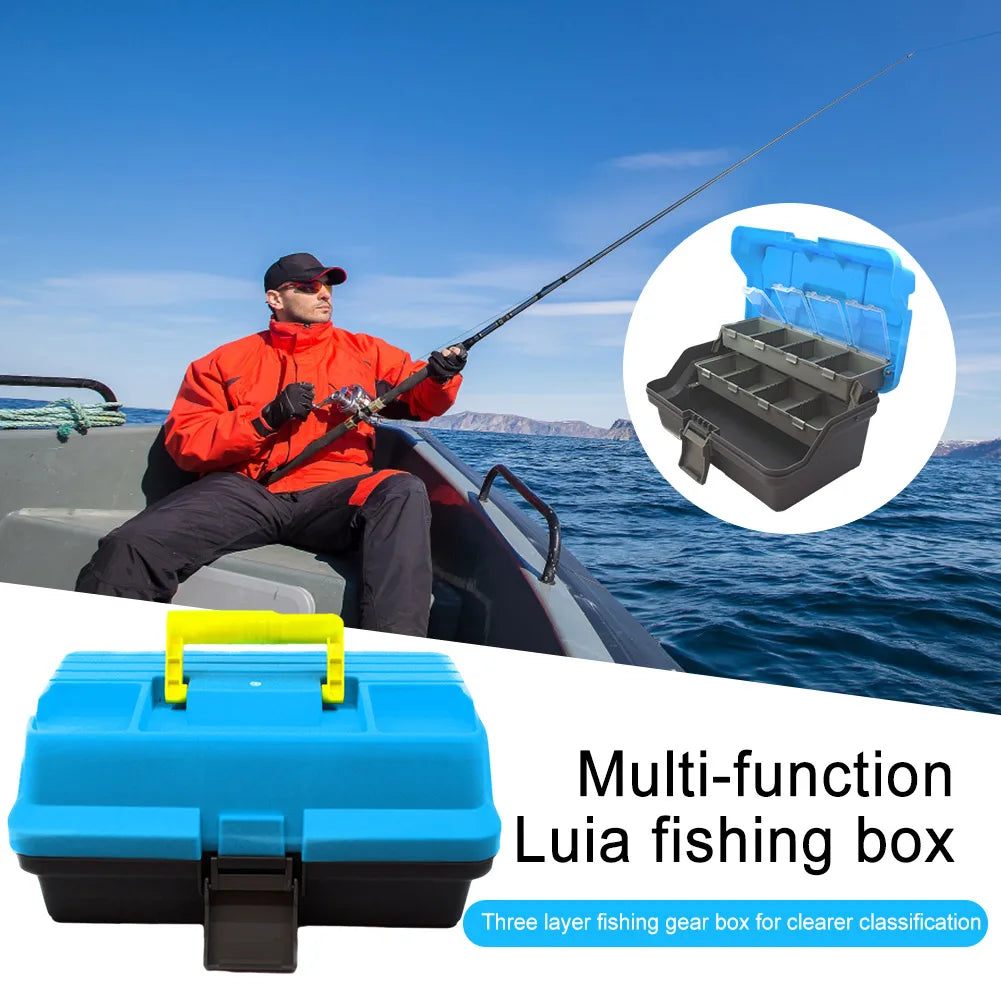 3-Layer Folding Fishing Tackle Box Multipurpose Fishing Storage Box with Handle Hardware Storage Box for Fishing Tackle Storage