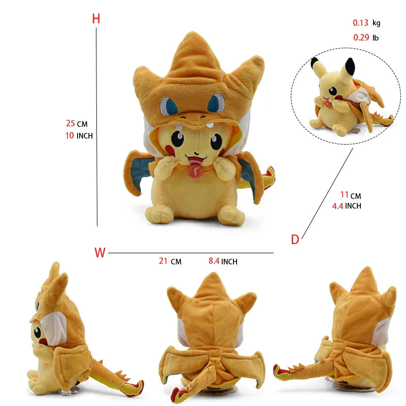 Pokemon Pikachu Cosplay Toys Charizard Snorlax Garchomp Tyranitar Hydreigon Anime Stuffed Plush Cartoon Peluche Dolls