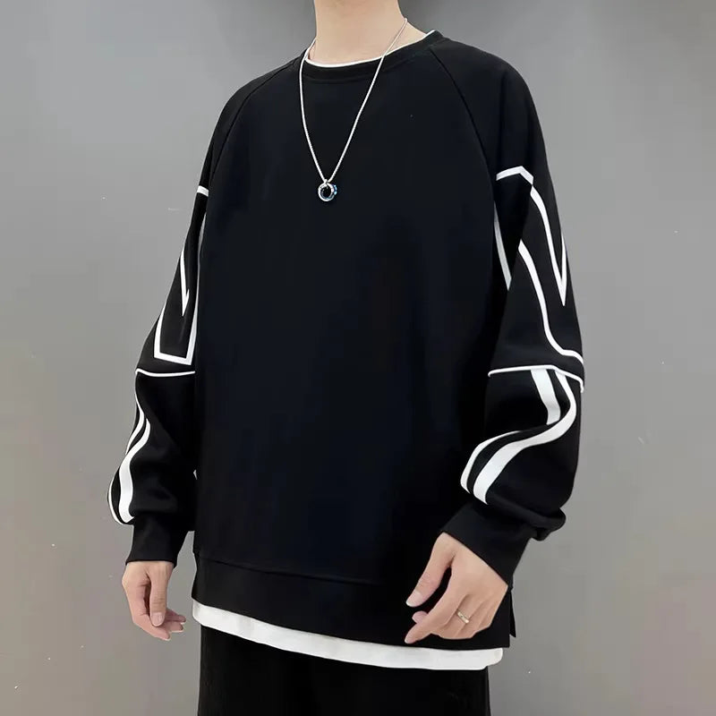 Spring and Autumn Youth Loose Casual Sweatshirt for Men 2023 New Fashion Round Neck Long Sleeve Mens Streetwear Hoodie