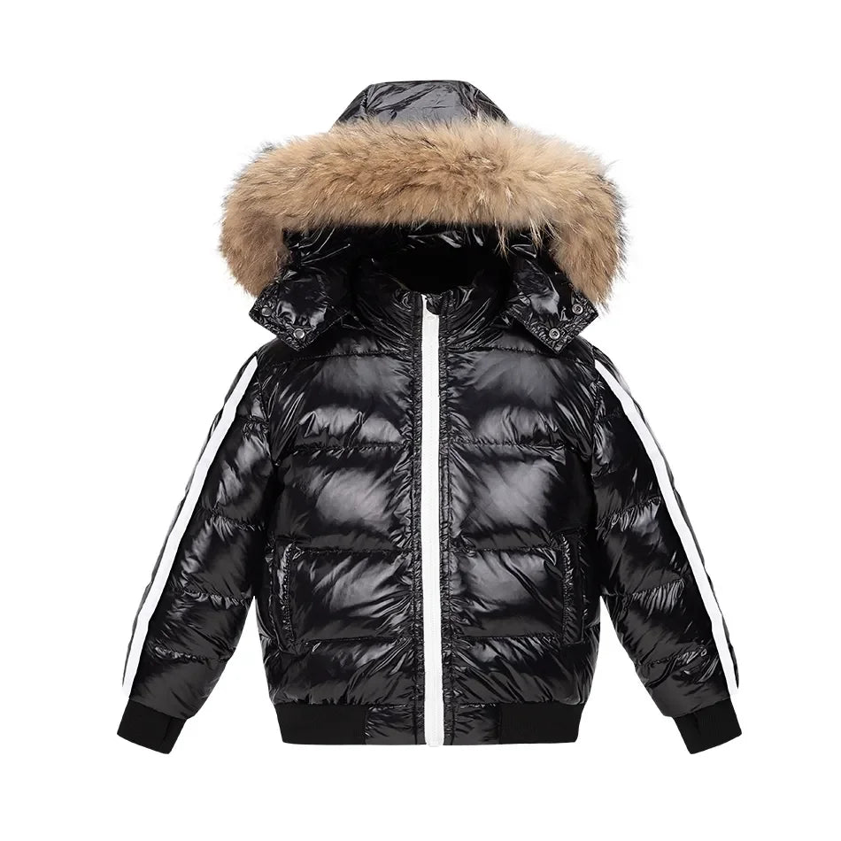 AS Winter kids Down Jackets bomber design coats with nature fur