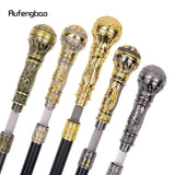 Colorful Luxury Round Handle Walking Stick with Hidden Plate Self Defense Fashion Cane Plate Cosplay Crosier Stick 93cm