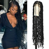 Kalyss 40 Inches Full Double Lace Front Square Knotless Locs Braided Wigs for Black Women Loc Braid Wig With Baby hair