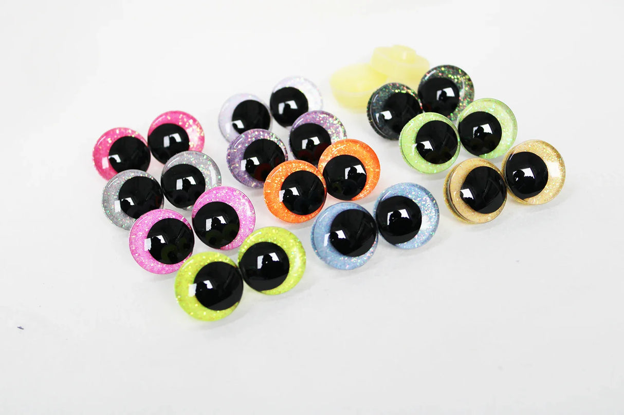 10pairs new eyes 12mm 14 16 18 20 25 30mm  3D Cartoon glitter toy safety eyes  doll eyes eyes with hard washer -C11